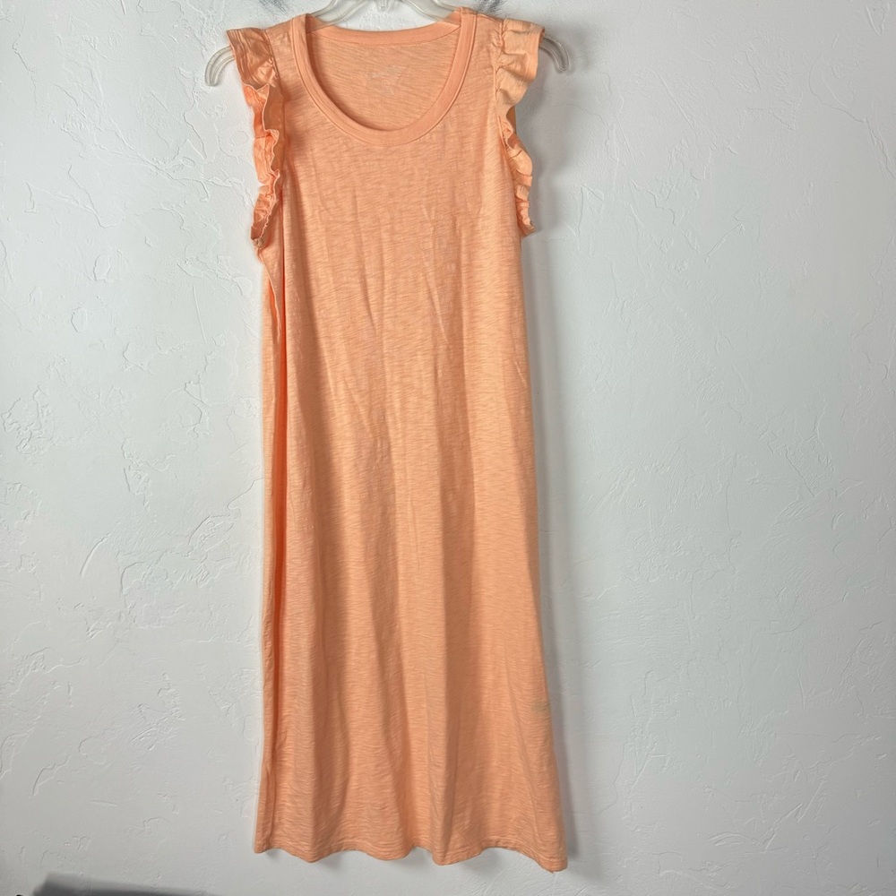 Target Universal Thread Maxi Dress Slub Knit Coral Orange Scoop Neck Ruffle